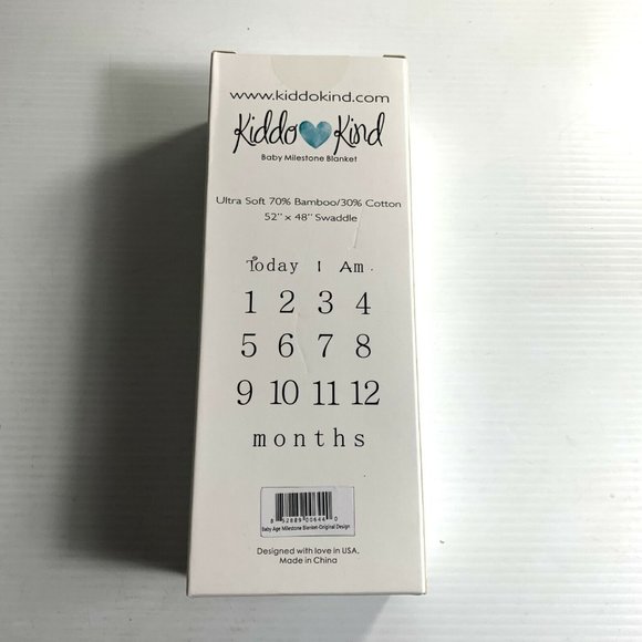 Kiddo Kind Baby Milestone Months Photo Prop Blanket White Black 52"X48" Swaddle - Picture 3 of 6